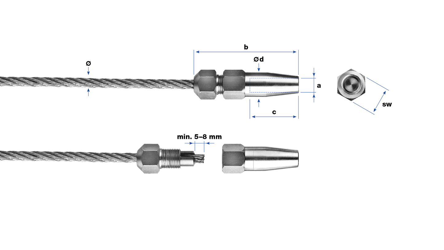 Filetage intérieur vissé pas à gauche