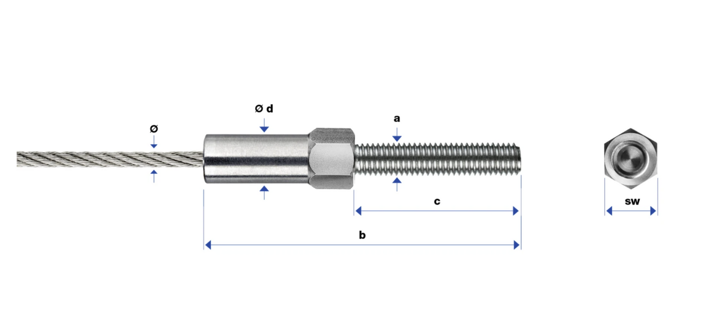 Filetage extérieur pas à droite LT2