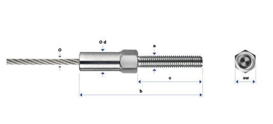 Filetage extérieur pas à gauche LT2