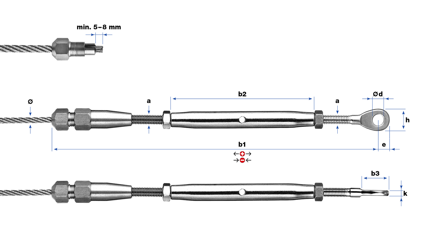 Tuyau de serrage avec oeillet vissé