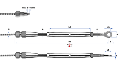 Tuyau de serrage avec oeillet vissé