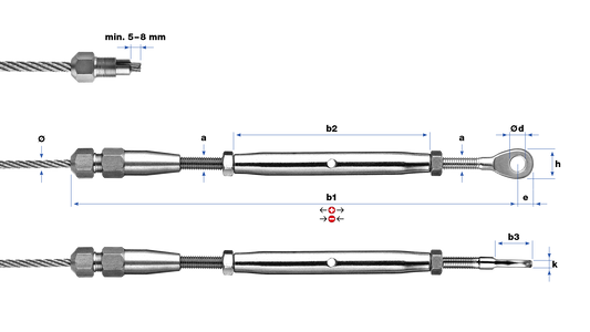 Tuyau de serrage avec oeillet vissé