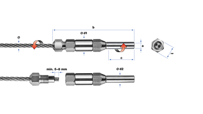 Filetage intérieur pivotant vissé