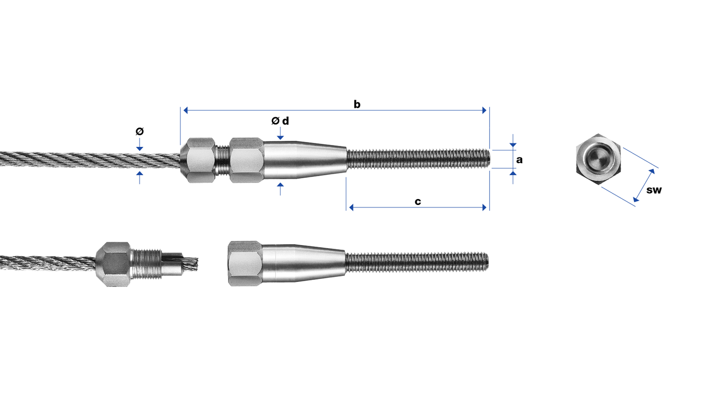 Filetage extérieur pas à gauche