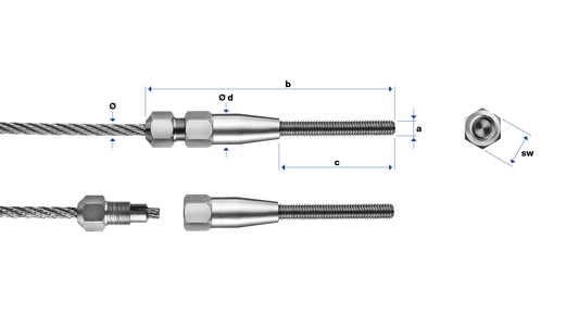 Filetage extérieur pas à gauche