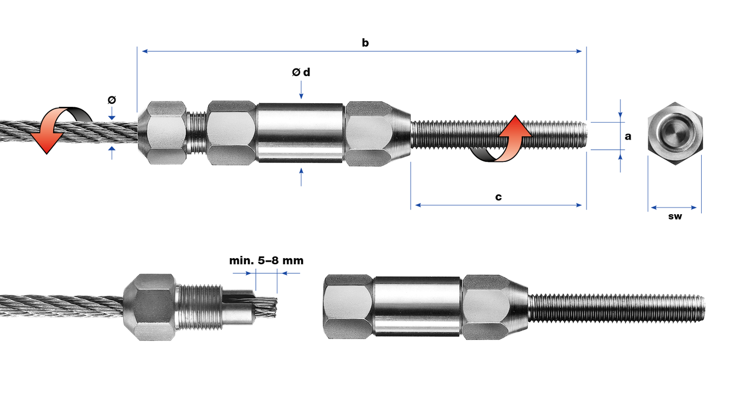 Filetage extérieur pivotant vissé